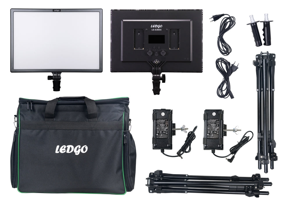 LEDGO Luxpad E268C twin LED light kit with batteries & light stands